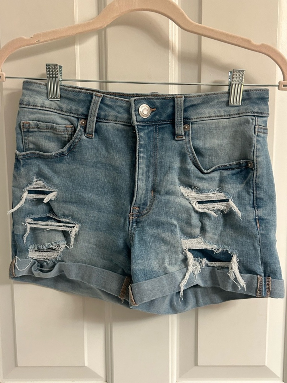 Aeropostale Light Blue Ripped Denim Shorts